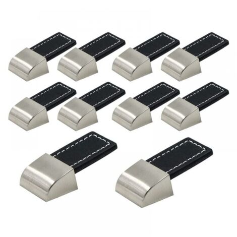 Leather Drawer Handle 10pcs Black Cabinet Handles Leather Handle for Furniture with Screws Leather Handle for Cabinet, Kitchen and Door (1/5)