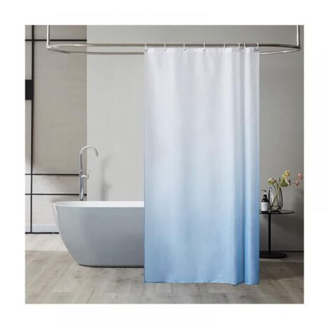 180x200 cm Shower Curtain for Corner Bathtub Waterproof Chic Gradient Light Blue Anti-Mold Polyester Fabric Weighted Shower Curtain Machine Washable (1/5)