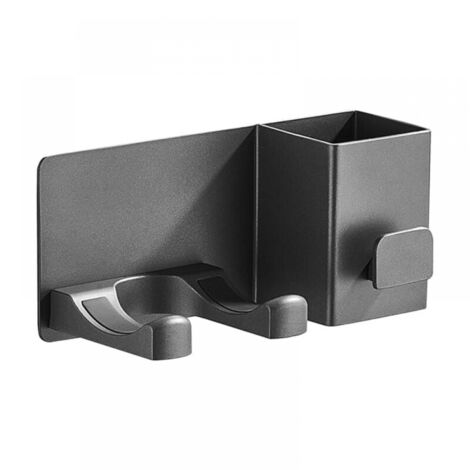 219.58.3cm Hair Dryer Holder, Non-Perforated Hair Dryer Holder with Cable Organizer, Aluminum Self-Adhesive Hair Dryer and Straightener Holder (1/5)