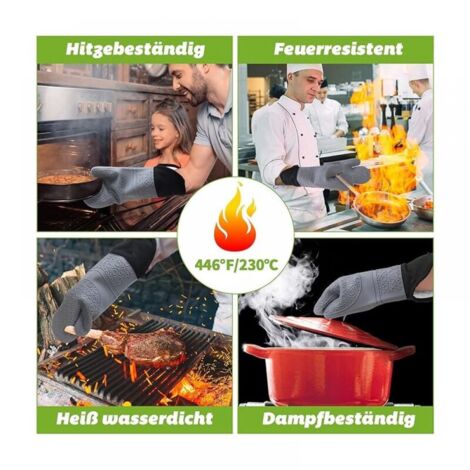 Oven Mitts, Pot Holders, Oven Gloves, Silicone: Heat Resistant up to 230°C - 2 Oven Mitts