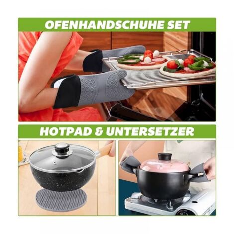 Oven Mitts, Pot Holders, Oven Gloves, Silicone: Heat Resistant up to 230°C - 2 Oven Mitts