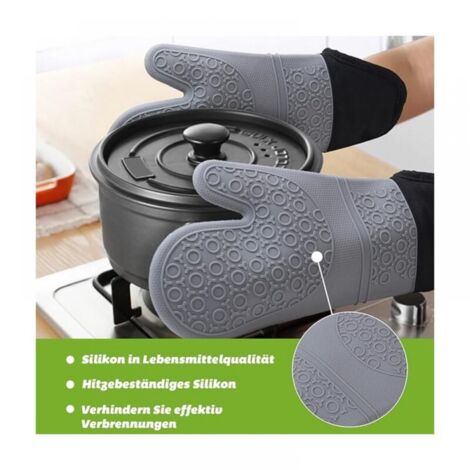 Oven Mitts, Pot Holders, Oven Gloves, Silicone: Heat Resistant up to 230°C - 2 Oven Mitts