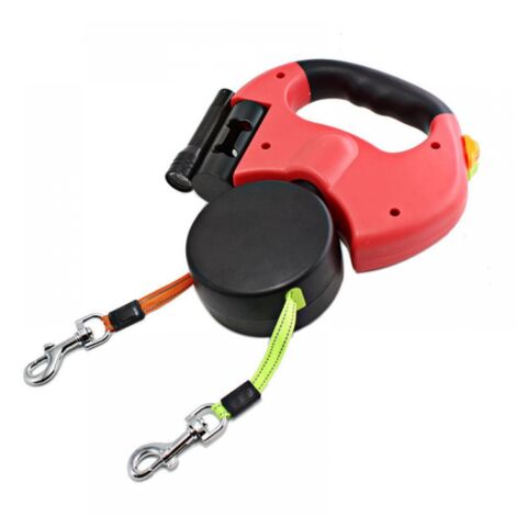 (Red) Retractable Double Dog Leash with Two 10ft Ropes, 360° Anti-Tangle Dual Leash for Walking Two Dogs up to 50lbs (1/5)