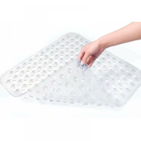 Shower Bath Mat, 53x53cm Non-Slip Bathtub Mat, Square Non-Slip Shower Mat with Suction Cups, Anti Slip Mat, Machine Washable, Transparent (1/5)