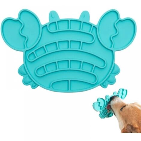 Slow Feeder Bowl - Anti-Glutton - Non-Slip Leaching Mat for Pets - Promotes Slow Digestion for Dogs and Cats - Blue Crab (1/4)
