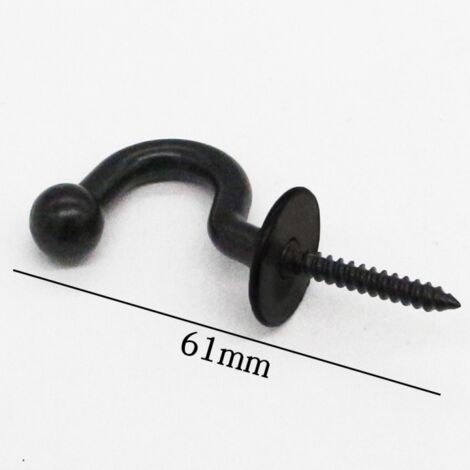 (6 Pcs)Curtain Tiebacks U Hooks Black Round Head Curtain Tie Back Hook with Plastic Expansion Tubes for Hanging Curtains Clothes Key, Includes Fixing Sleeve (1/5)