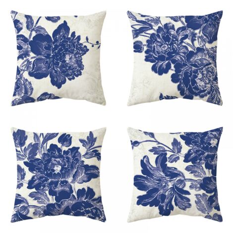 Blue Throw Pillow Covers 45x45 Set of 4 Black Square Pillow Covers 18x18 Cushion Covers 4Pack for Outdoor Patio Garden Blench Living Room Sofa Farmhouse Decor (1/5)