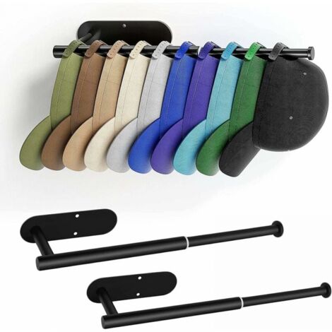 Lot de 2 porte-chapeaux pour casquettes de baseball, organisateur mural rétractable en acier inoxydable pour casquette de baseball pouvant contenir 20 casquettes, support de chapeau mural percé (1/5)