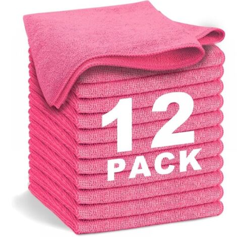Red 30x30 cm Microfiber Cloth 12 pieces Soft, Absorbent, Reusable and Lint-Free for Home and Car Microfiber Cleaning Cloth (1/4)