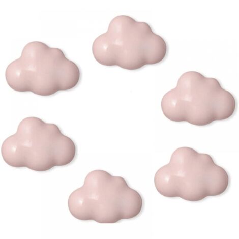 (Pink) 6pcs Ceramic Cabinet Handle Cloud Shape Drawer Handle Kitchen Handle Children's Room Wardrobe Cupboard Toy Storage Box Bookcase (1/5)