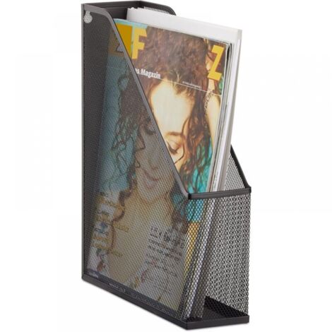 black mesh magazine rack newspaper rack magazines document holder metal A4 to C4 wall mounting (1/5)