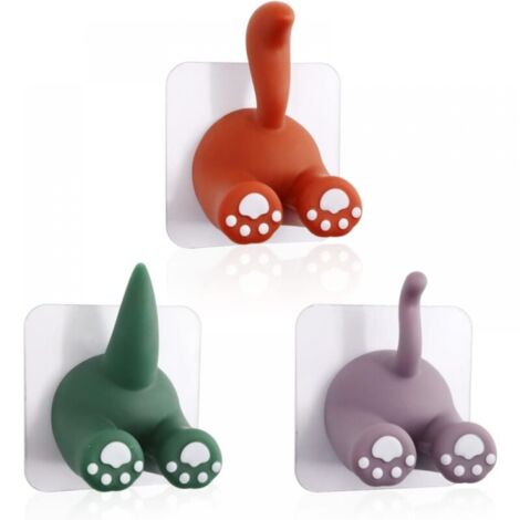 Pack Multi-Purpose Animal Tail Hooks, Adhesive Wall Hook, Toothbrush Holder, Kitchen Bathroom Towel Hanger (1/5)