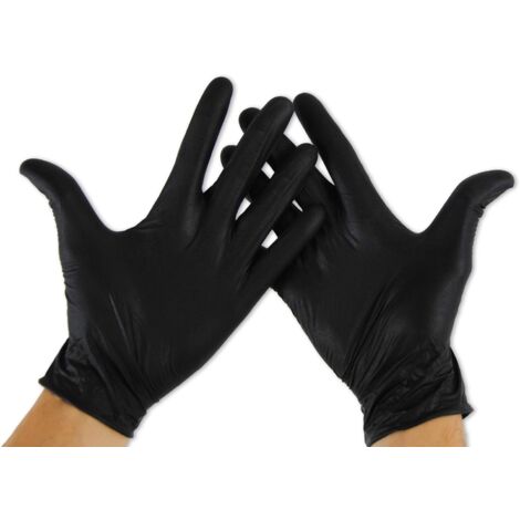 Taille Gants en nitrile (paquet de 100), Gants sans latex, Gants en nitrile (sans latex) M Noir (1/5)