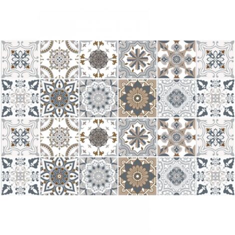 Carrelage Adhésif 20x20 Style Industriel Credence Adhesive pour Cuisine Brique,24 Pcs Stickers Muraux Salle de Bains Cuisine Carrelage Adhesif Mural avec Motifs de Carrelage Dalle Pvc Adhesi (1/5)