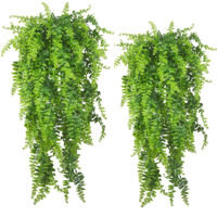 2 Pcs Lierre Artificiel Plantes Suspension Vertes artificis Artifici Fougère en Plastique pour Célébration, Mariage, Cuisine, Jardin, Bureau Décoration