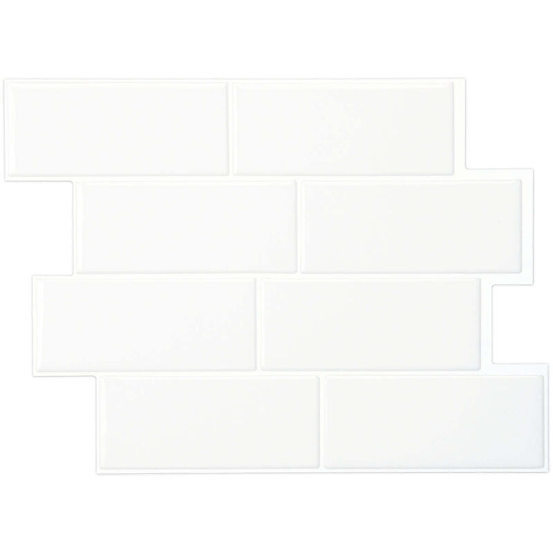 Crédence adhésive murale effet carrelage métro blanc 10 pcs 30x30 cm