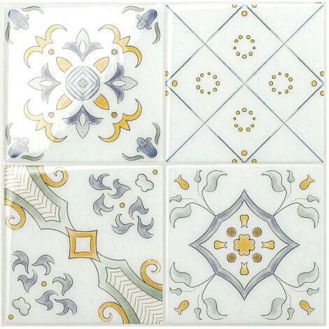 Smart Tiles Vintage Velletri - carreaux de ciment adhésif multicolore x4 - 22.86 x 22.86 cm