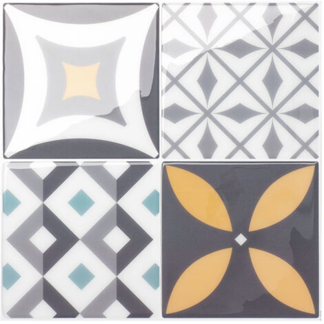 Smart Tiles Vintage Cadiz - carreaux de ciment adhésif multicolore x4 - 22.86 x 22.86 cm