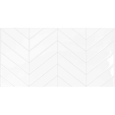 Smart Tiles Blok Chevron - crédence adhésive blanche x2 XL - 57.3 x 29.41 cm
