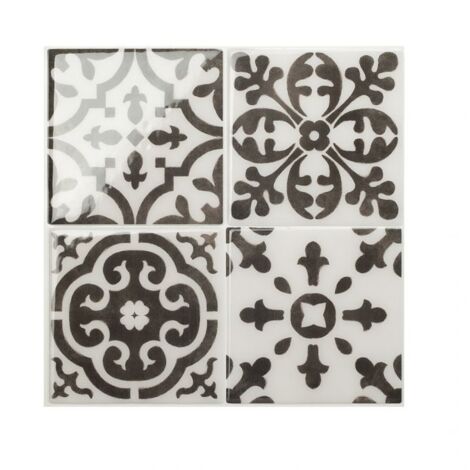 Smart Tiles Vintage Argos - carreaux de ciment adhésif grise x4 - 22.86 x 22.86 cm