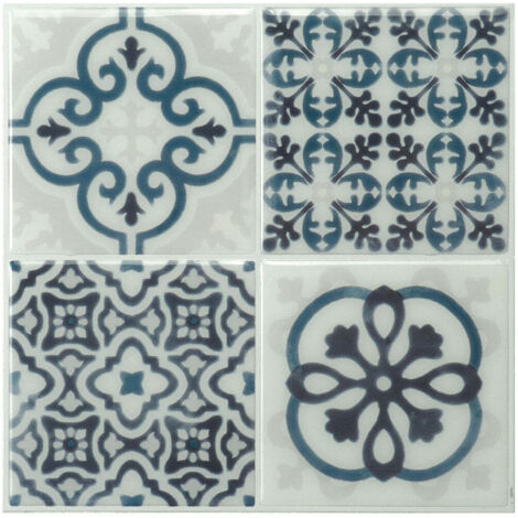 Smart Tiles Vintage Marino - carreaux de ciment adhésif bleue x4 - 22.86 x 22.86 cm