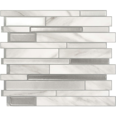 Smart Tiles Milano Carrera Gris - crédence adhésive grise x4 - 29.33 x 24.45 cm