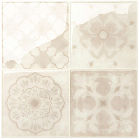 Smart Tiles Vintage Venezia - carreaux de ciment adhésif beige x4 - 22.86 x 22.86 cm
