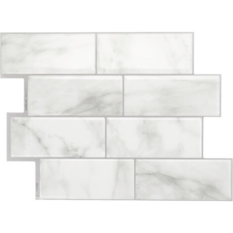 Smart Tiles Metro Carrera - crédence adhésive blanc gris x4 - 29.34 x 21.28 cm