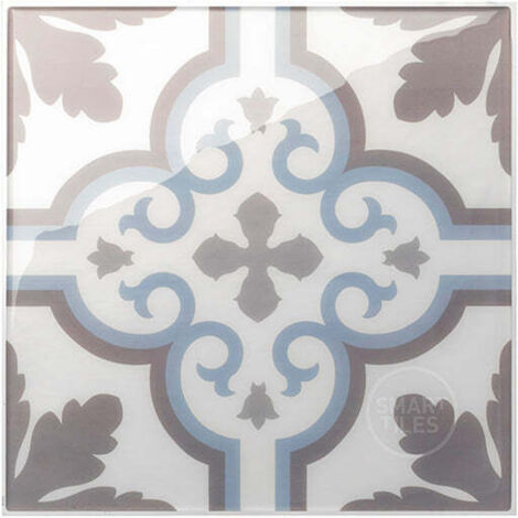 Smart Tiles Vintage Girona - carreaux de ciment adhésif blanche x4 - 22.86 x 22.86 cm