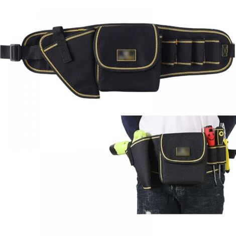 Professioneller Werkzeuggürtel, wasserdichtes Oxford, verstellbarer Gürtel, Werkzeugaufbewahrungs-Organizer mit 1 Tasche, 1 Bohrertasche, 1 Hammerloch, 4 Werkzeuglöchern (1/5)