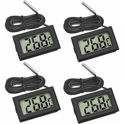 (4X Schwarz) Mini-Digital-LCD-Temperaturthermometer mit Temperaturfühler-Sensortester für Kühl- und Gefrierschränke, Aquarien (1/5)