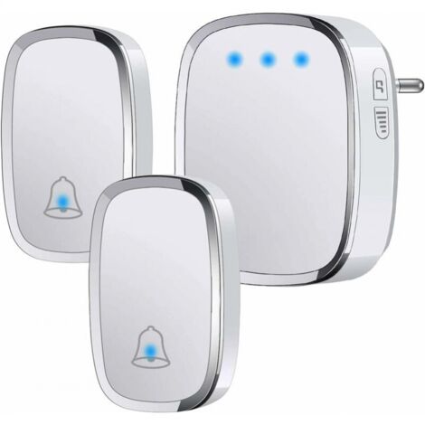 IP44 wasserdichte kabellose Türklingel für den Außenbereich, 300 Meter lange Türklingel, Glockenspiel-Set mit LED-Blitz, 2 Sendern und 1 Empfänger, 5 Lautstärkestufen, 36 Melodien (1/5)