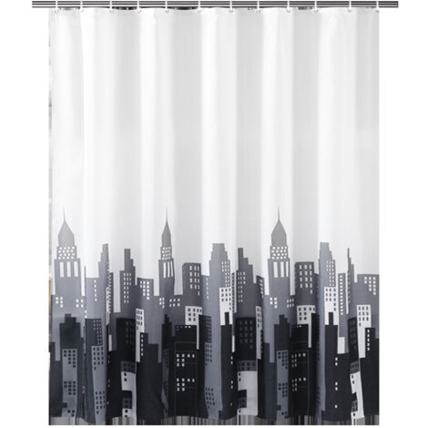 Schnell trocknender Duschvorhang, maschinenwaschbarer wasserdichter Duschvorhang aus Polyestergewebe, halbtransparente Badezimmervorhänge mit 12 Haken, 200 x 200 cm