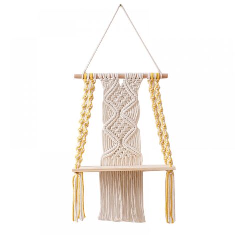 Wandregal – Bohemian-Wanddekoration für Schlafzimmer – Makramee-Wandkunst aus gewebtem Seil als Boho-Badezimmerregal-Dekor (1/5)