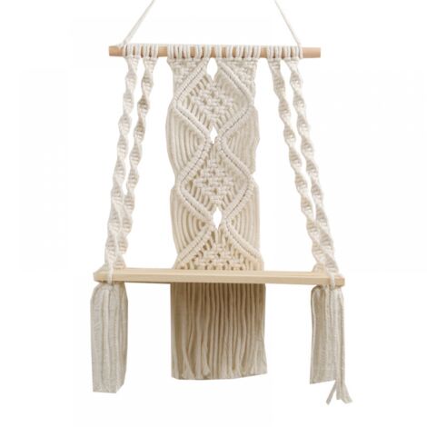 Wandregal – gebrochenes Weiß – Schlafzimmer-Boho-Wanddekoration – geflochtene Seil-Spitzen-Wandkunst als Boho-Badezimmer-Regal-Dekor (1/5)