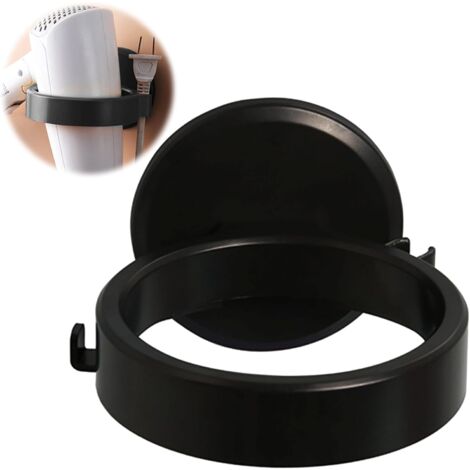 Schwarzer Haartrocknerhalter, wandmontierter Haartrocknerhalter, Haartrocknerhalter ohne Bohren, geeignet für Badezimmer und Toilette (1/5)