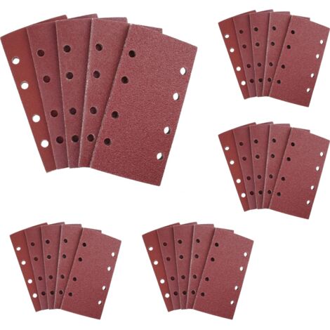 FEIHU 50 Stuks vel klittenband schuurpapier 93 x 185 mm, 8 gaten Korrel 80, 8 gaten, materiaal voor vlakschuurmachines