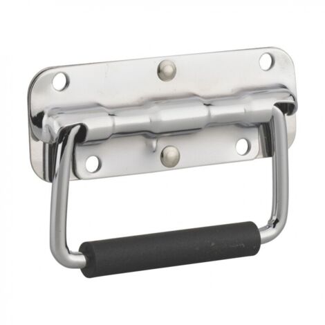 Gepäckgriff mit Rückholfeder, Stahl, verzinkt, Edelstahl, Klappgriff, Werkzeugkasten, beweglicher Griff, Holzkastenring (1/3)