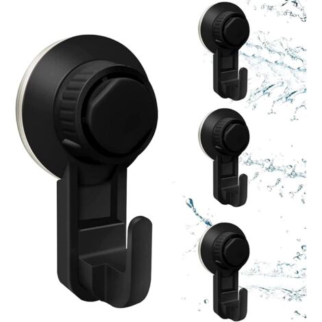 4 Stücke Vakuum Saugnapf Haken, Wand Saugnapf Haken Selbstklebende Wandhaken Ohne Bohren Badezimmer Wand Saugnapf Saughaken für Küche, Büro, Schrank (Schwarz)