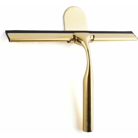 Goldfarbener Edelstahl-Duschabzieher für Badezimmer, breiter Duschabzieher aus Glas [9,8''], hochwertiges Silikon, Dusche mit bohrfreiem Halter, für Dusche, Badezimmer (1/5)