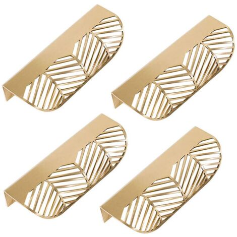 4 Stück Schubladenknöpfe in Blattform, 117 mm, massives Messing, Möbelknöpfe für Wohnzimmer, Küche, Schlafzimmer, mit Schrauben (1/5)