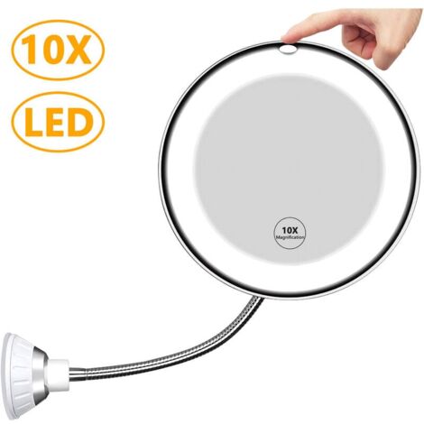 Reisespiegel Mit LED-Licht – 1x/10x Vergrößerung, Faltbar, Rund, 8,9 Cm, Mit Tasche, Batterien Inklusive
