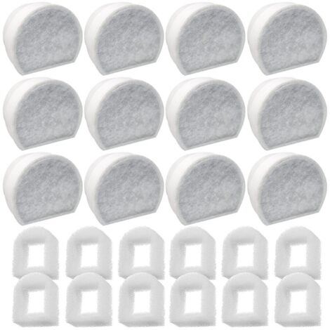 Packung mit 24 Schaumstoff-Vorfiltern und Kohlefilter, kompatibel mit PetSafe Drinkwell Fountain INOX 360 Avalon Pagoda Seascape und Sedona Fountains, Filter für Cat Dog Water Fountain