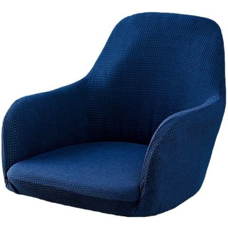 Elastischer Stuhlbezug für Restaurant und Büro, All-Inclusive-Esszimmerstuhlbezug mit Armlehnen, gebogener Lederstuhlbezug (blau)