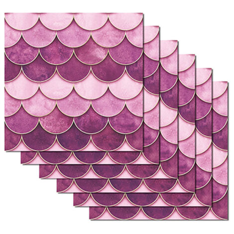 6 Stück rosa Fischschuppen (15 x 15 cm) – selbstklebende Fliesen für Küche, Wohnzimmer, Bad und Innendekoration. Selbstklebendes PVC (1/5)
