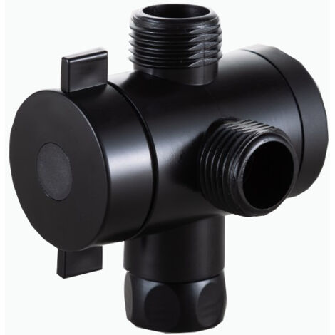 3-Wege-Wasserverteiler-Umschaltventil für Duschkopf, G1/2-Zoll-Multifunktions-Einstellschalteradapter für Toiletten-Bidet oder Duschkopf, Schwarz