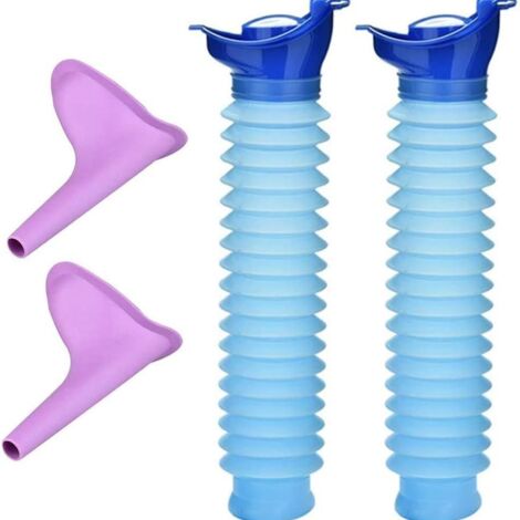 Tragbares Notfall-Urinal im 2er-Pack – versenkbare Mini-Urinflasche für Männer und Frauen im Freien, Reisetrichter für Autocamping, recycelbare mobile Toilette für Kinder und Erwachsene (1/5)