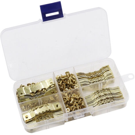 100 Stück Bildaufhänger, Bilderrahmen-Aufhänger, starke, langlebige goldene Metallhaken, Haken für Rahmen/Foto/Leinwand/Gemälde/Uhr/Diplom (1/4)