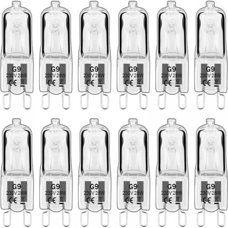G9 LED-Glühbirne, G9 Halogenlampe 28 W 230 V, 350 lm, 2700 K Warmweiß, dimmbar, G9-Kapselbirnen, für Kronleuchter, Landschaftslampen, Wandleuchten, Schrankbeleuchtung, 10er-Pack (1/5)