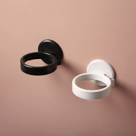 Zweiteiliges schwarz-weißes Gebläsegestell Badezimmerzubehör Organizer einfache Toilettenregale Haartrockner Wandbehang Gebläsegestell aus Kunststoff (1/5)